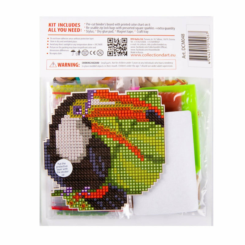 Yellow Green Be Happy Toucan Diamond Painting  Mosaic Magnet Kit -
10.2cm x 10.2cm - Collection  D'Art Diamond Painting Kit