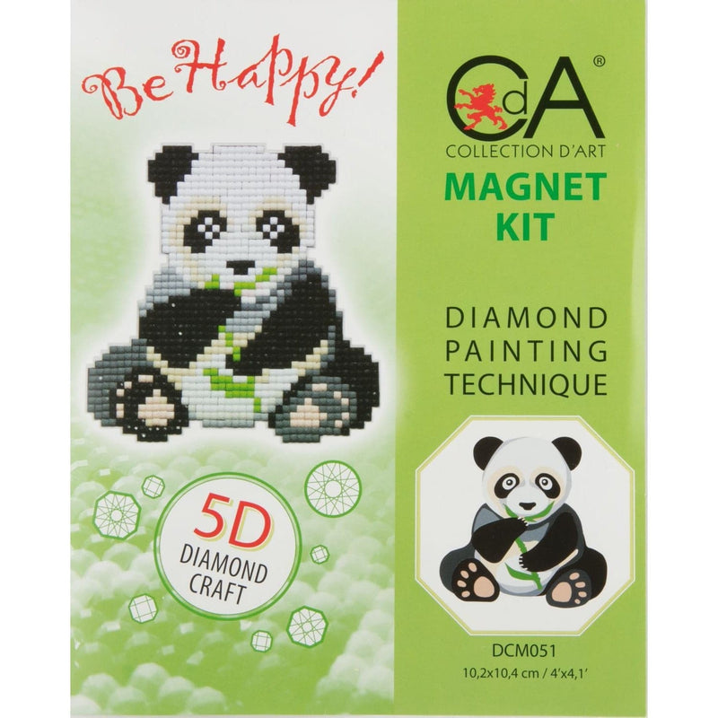 Gray Be Happy Panda Diamond Painting  Mosaic Magnet Kit -
10.2cm x 10.4cm - Collection  D'Art Diamond Painting Kit