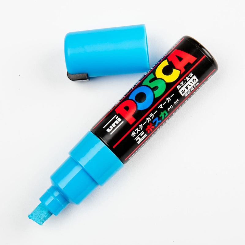 Dark Cyan Posca Bold Chisel Tip Light Blue Pens and Markers