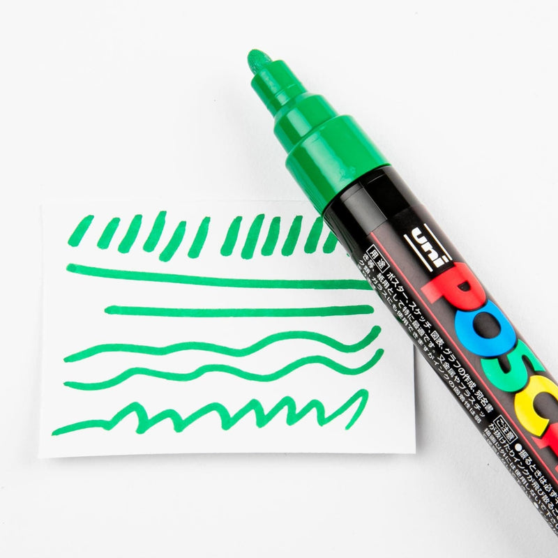 White Smoke Posca Medium Bullet Tip Green Pens and Markers