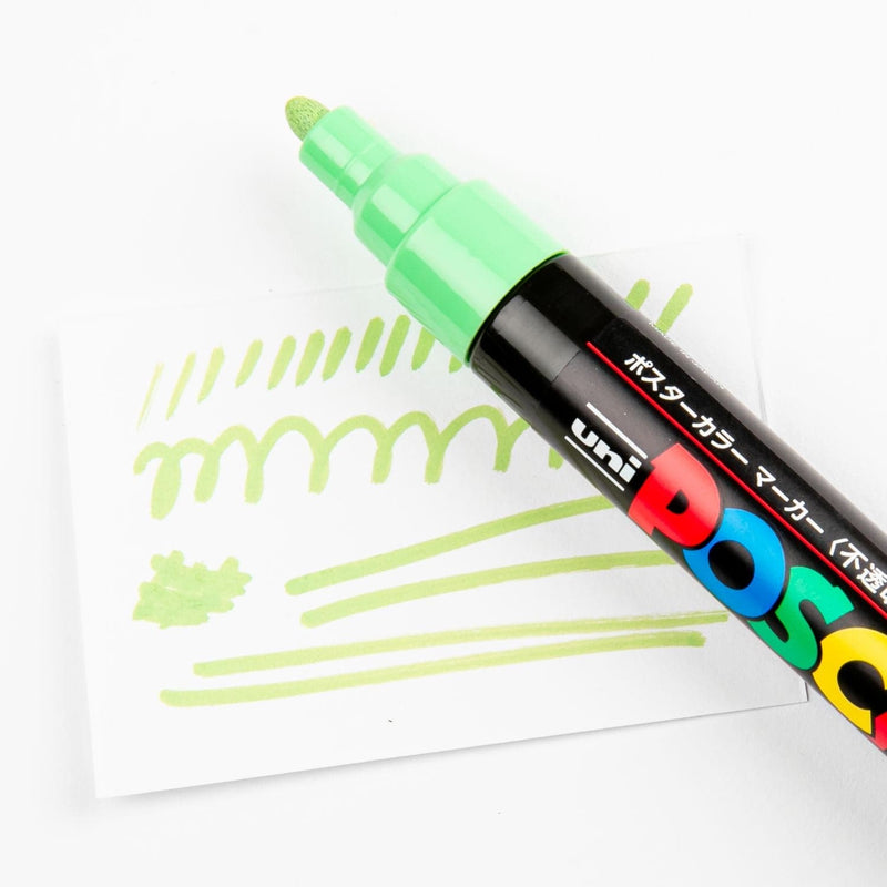 White Smoke Posca Medium Bullet Tip Light Green Pens and Markers
