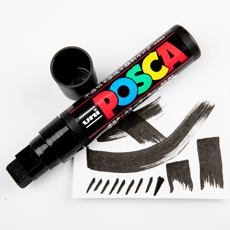 White Smoke Posca Broad Chisel Tip Black 17K Pens and Markers