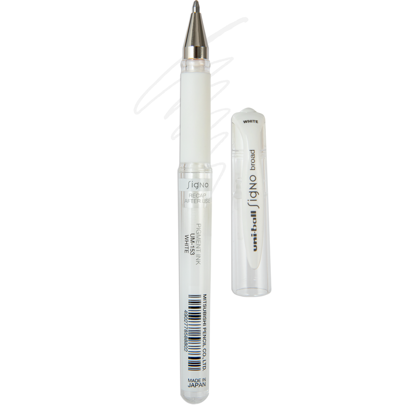 Light Gray Uniball Signo Gel Pen Broad White 1.0mm Pens and Markers