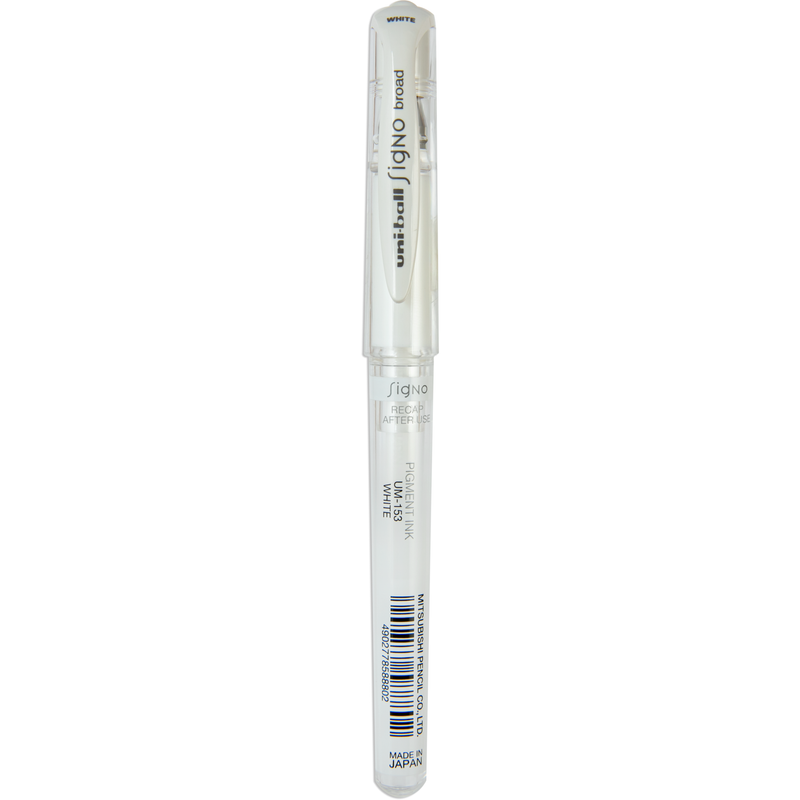 Light Gray Uniball Signo Gel Pen Broad White 1.0mm Pens and Markers