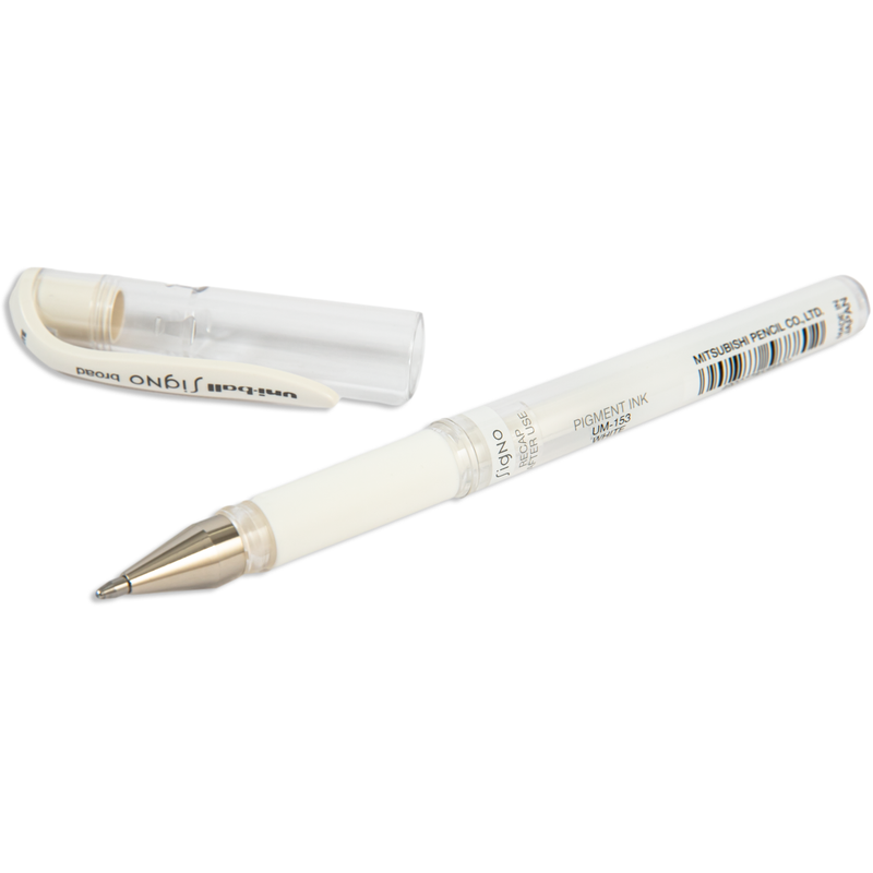 Light Gray Uniball Signo Gel Pen Broad White 1.0mm Pens and Markers