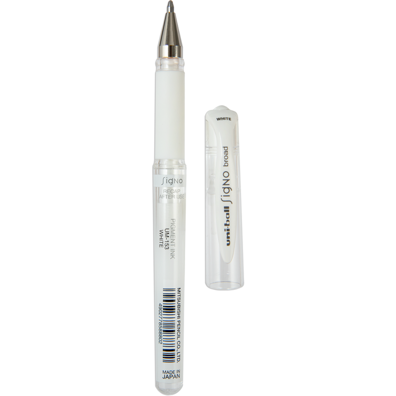 Light Gray Uniball Signo Gel Pen Broad White 1.0mm Pens and Markers