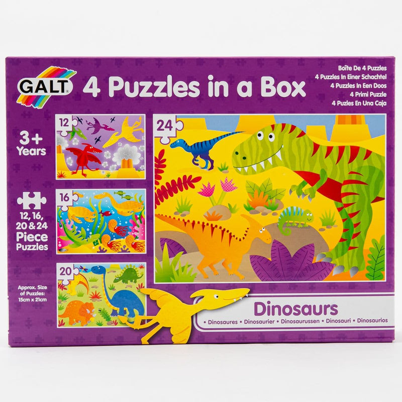 Dark Magenta Galt - 4 Puzzles in a Box - Dinosaurs Puzzles