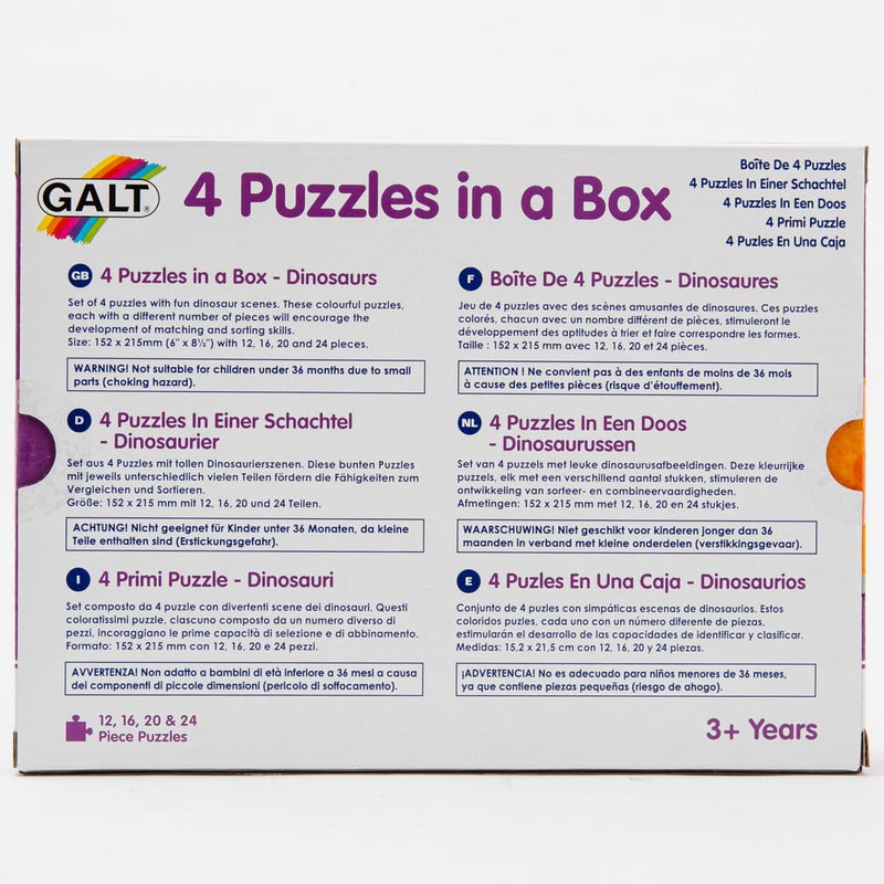 Light Gray Galt - 4 Puzzles in a Box - Dinosaurs Puzzles