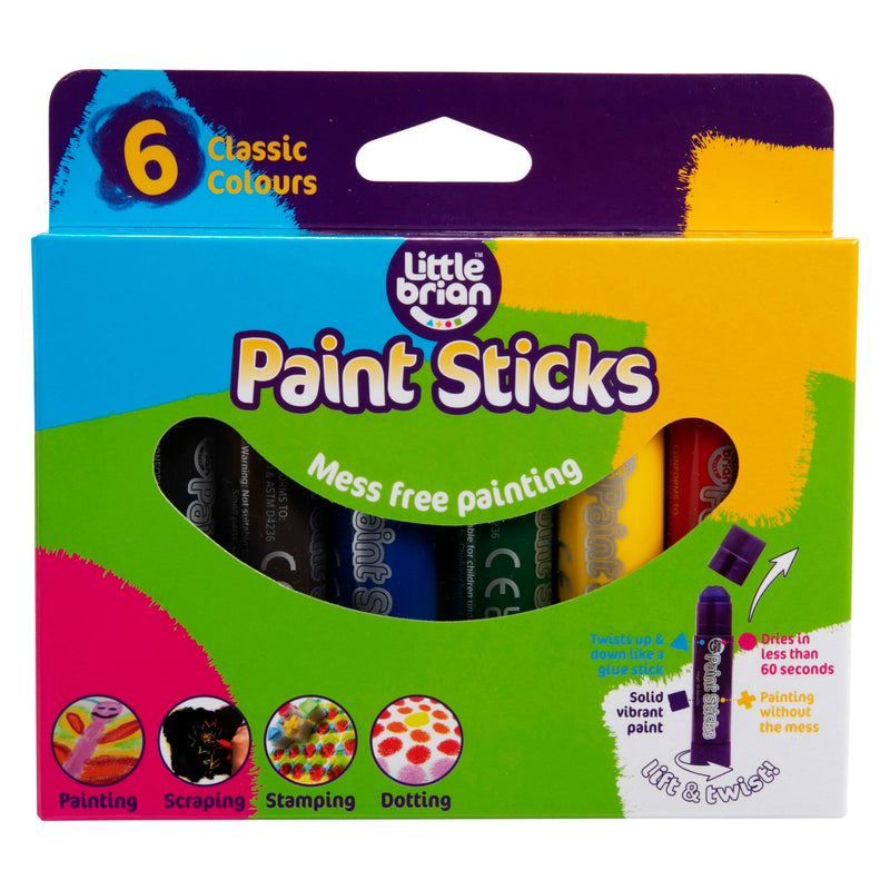 Dark Khaki Little Brian Paint Sticks - Classic 6 pack Kids Painting Sets