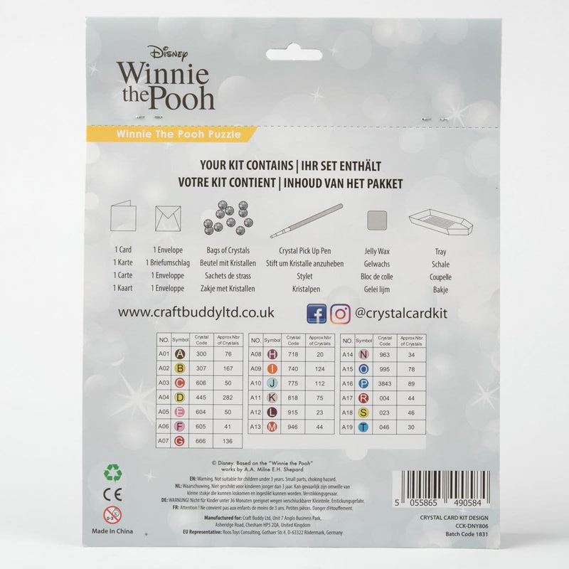 Light Gray Craft Buddy Disney Crystal Card Kit 18X18cm - Winnie The Pooh Puzzle Kids Craft Kits