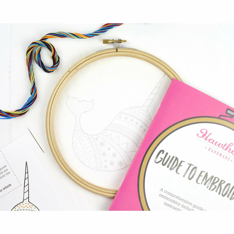 Hot Pink Hawthorn Handmade Narwhal Embroidery Kit Needlework Kits