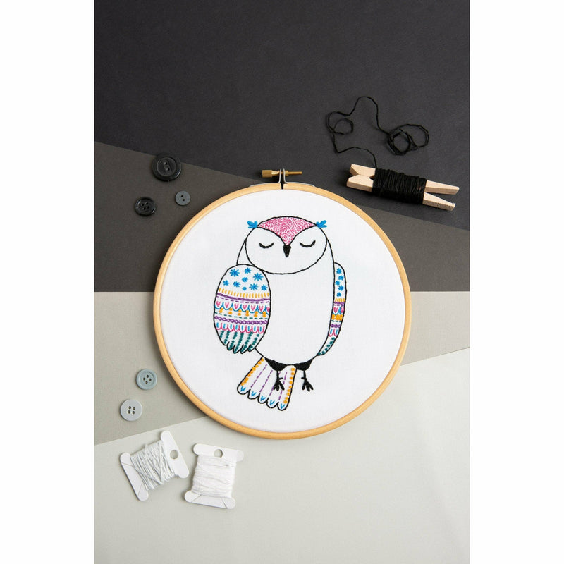 White Smoke Hawthorn Handmade Owl Embroidery Kit Needlework Kits