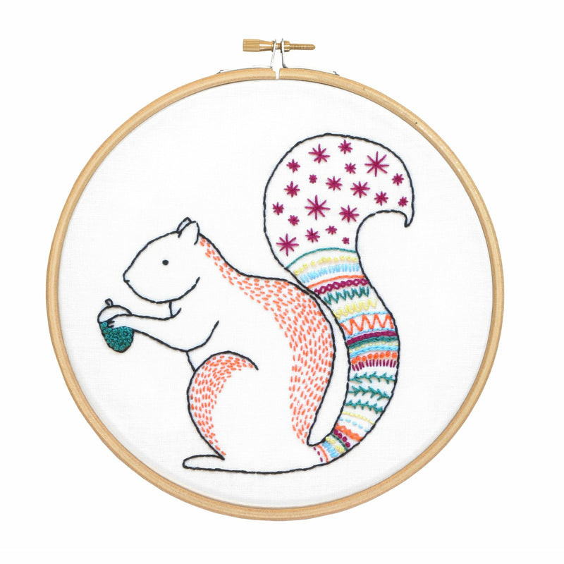 White Smoke Hawthorn Handmade Squirrel Embroidery Kit Needlework Kits
