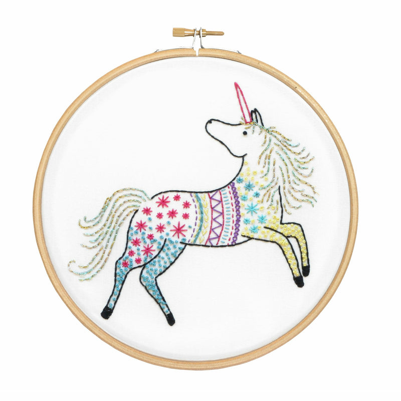 White Smoke Hawthorn Handmade Unicorn Embroidery Kit Needlework Kits