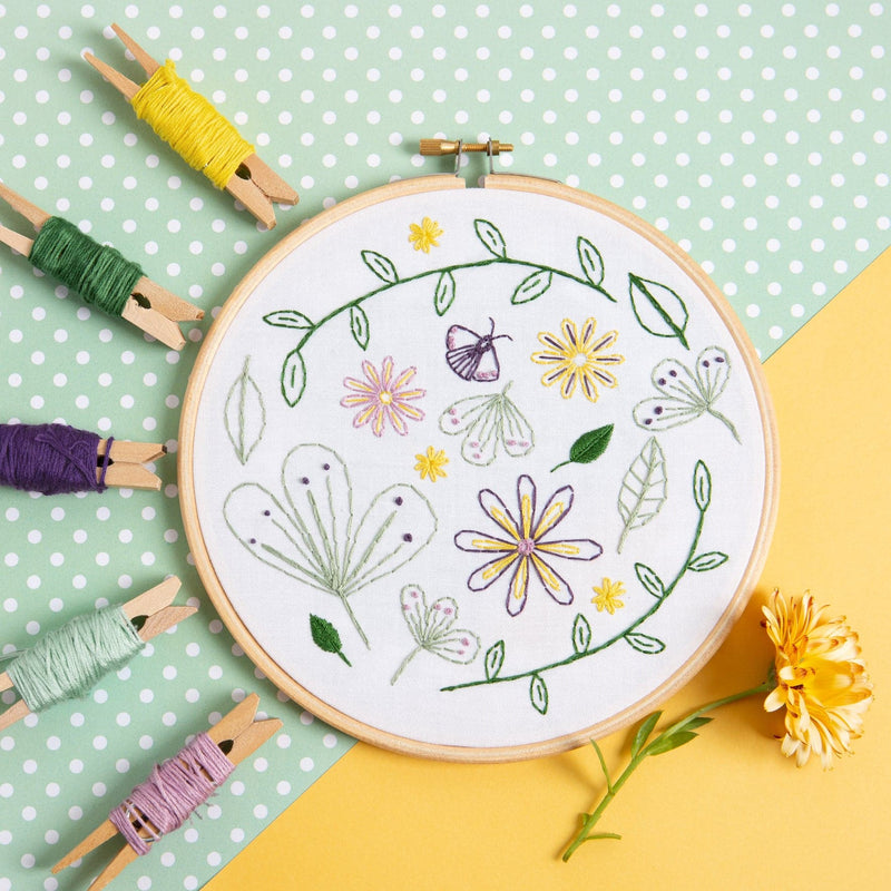 Lavender Hawthorn Handmade Wildflower Meadow Embroidery Kit Needlework Kits