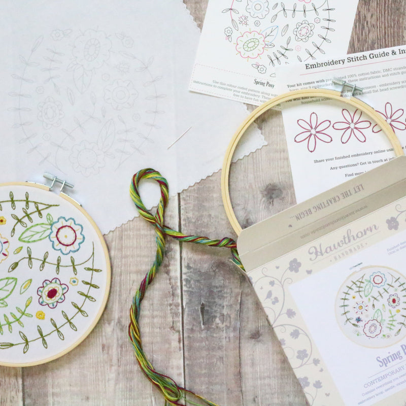 Gray Hawthorn Handmade Spring Posy Embroidery Kit Needlework Kits