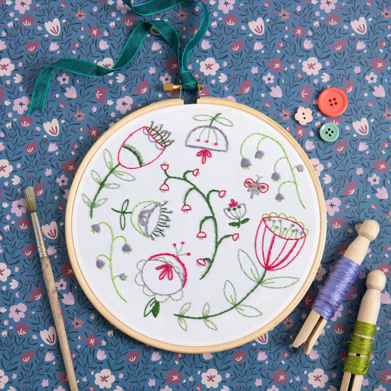 Lavender Hawthorn Handmade Folk Blossom Embroidery Kit Needlework Kits
