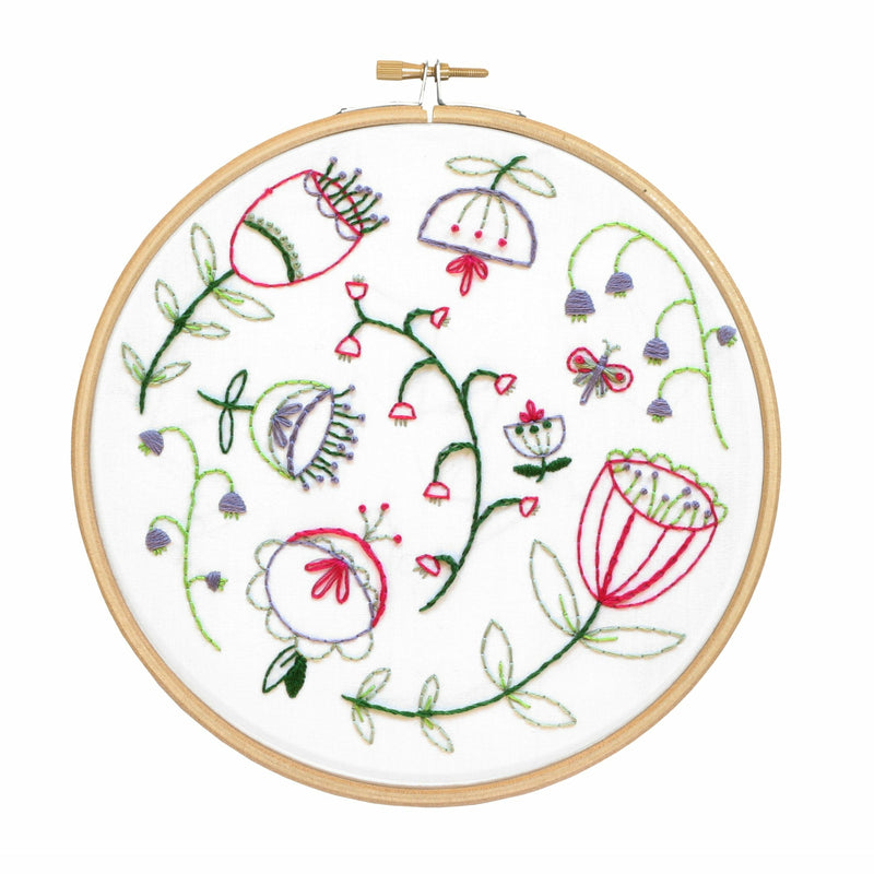 White Smoke Hawthorn Handmade Folk Blossom Embroidery Kit Needlework Kits