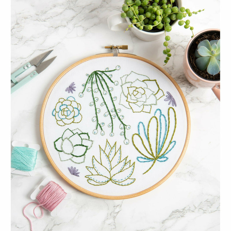 Beige Hawthorn Handmade Succulents Embroidery Kit Needlework Kits
