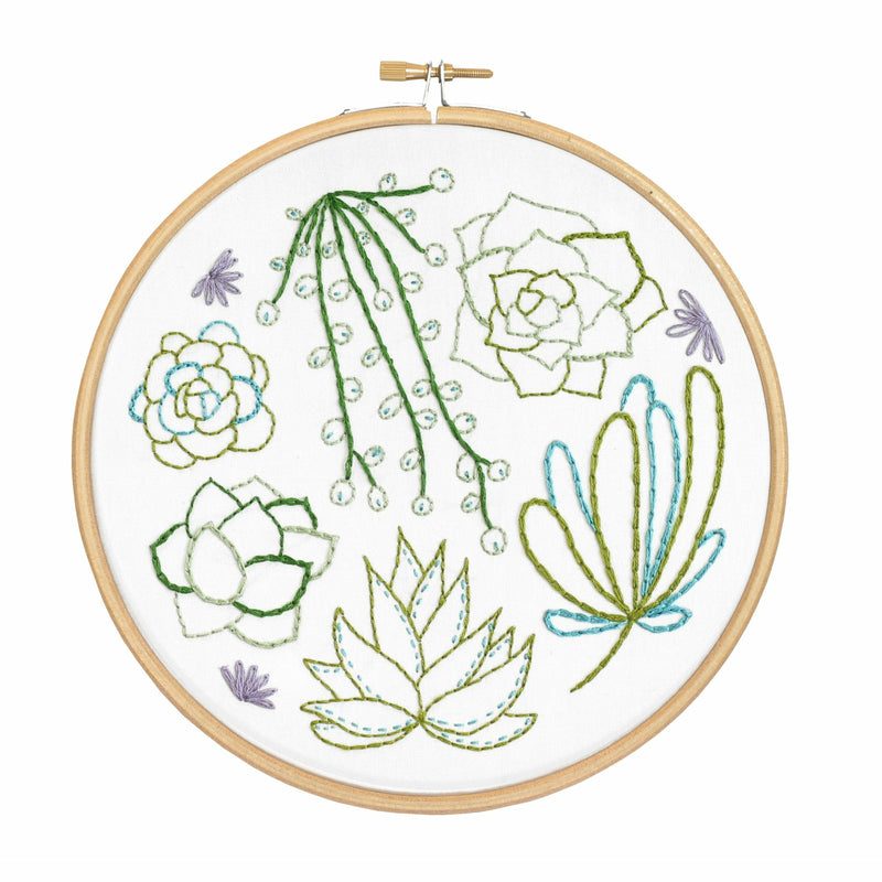 White Smoke Hawthorn Handmade Succulents Embroidery Kit Needlework Kits