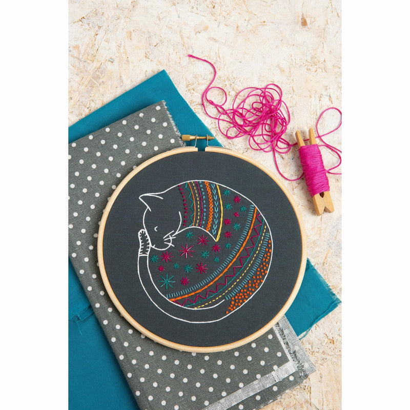Dark Slate Gray Hawthorn Handmade Black Cat Embroidery Kit Needlework Kits