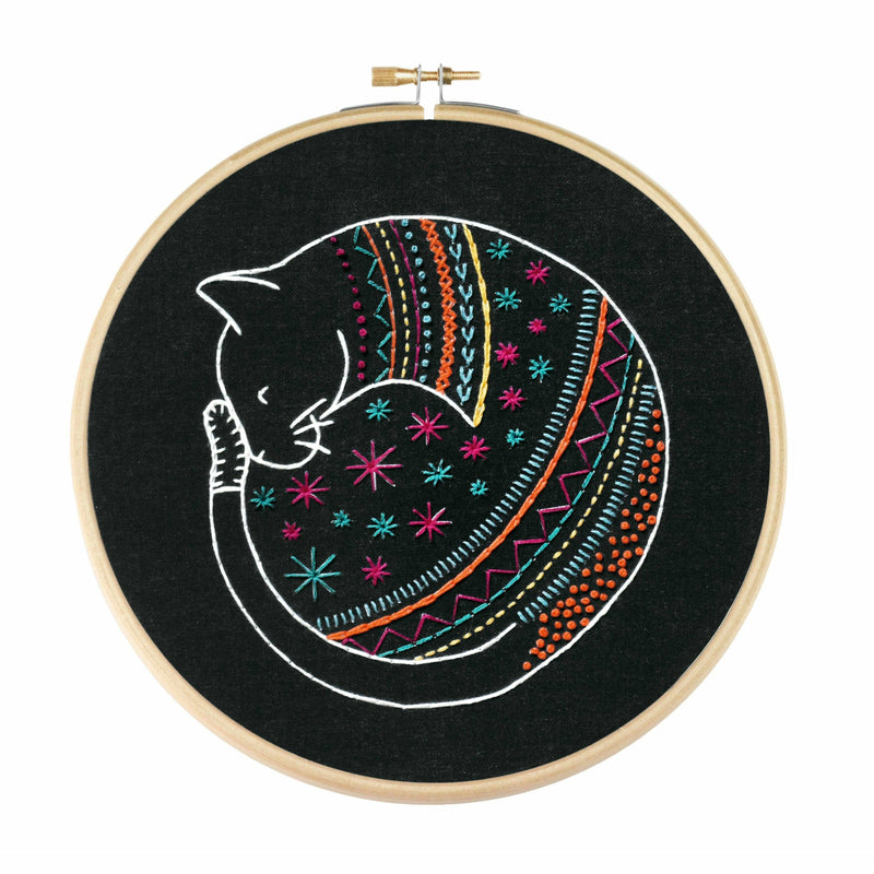 Black Hawthorn Handmade Black Cat Embroidery Kit Needlework Kits