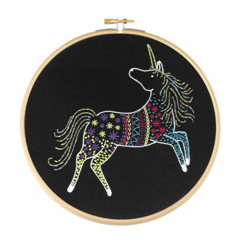 Black Hawthorn Handmade Black Unicorn Embroidery Kit Needlework Kits