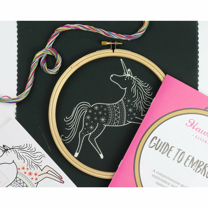 Dark Slate Gray Hawthorn Handmade Black Unicorn Embroidery Kit Needlework Kits