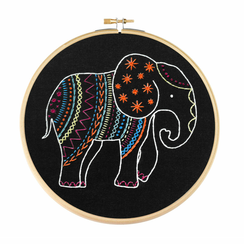 Black Hawthorn Handmade Black Elephant Embroidery Kit Needlework Kits