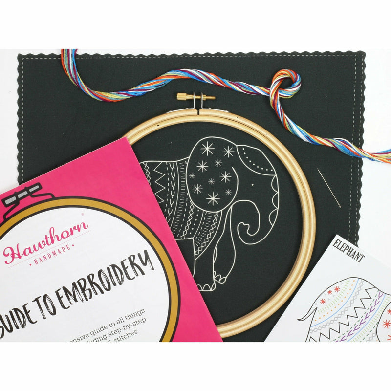Violet Red Hawthorn Handmade Black Elephant Embroidery Kit Needlework Kits