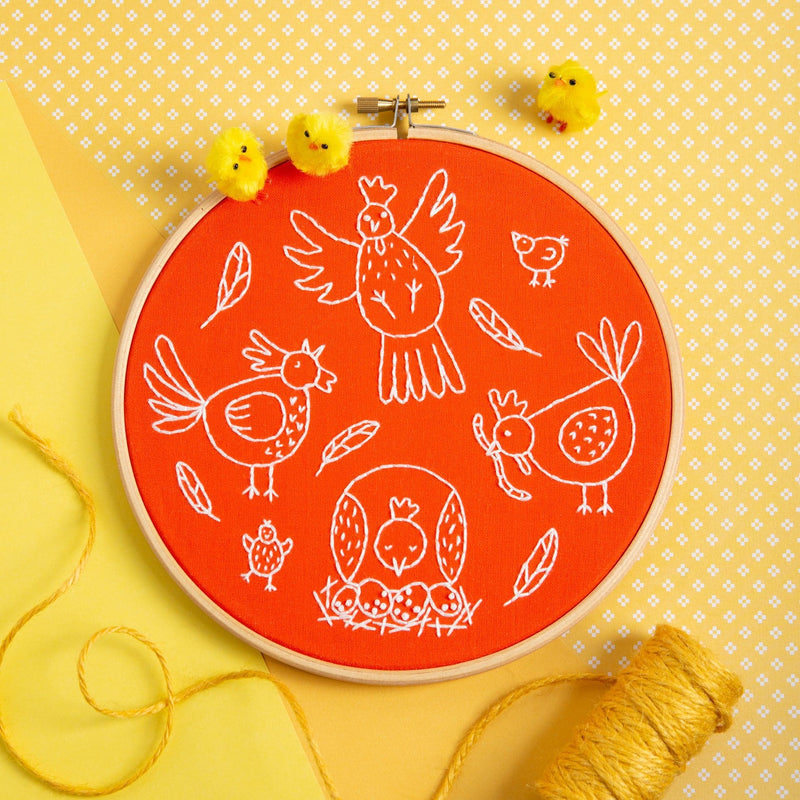 Orange Red Hawthorn Handmade Charming Chickens Embroidery Kit Needlework Kits