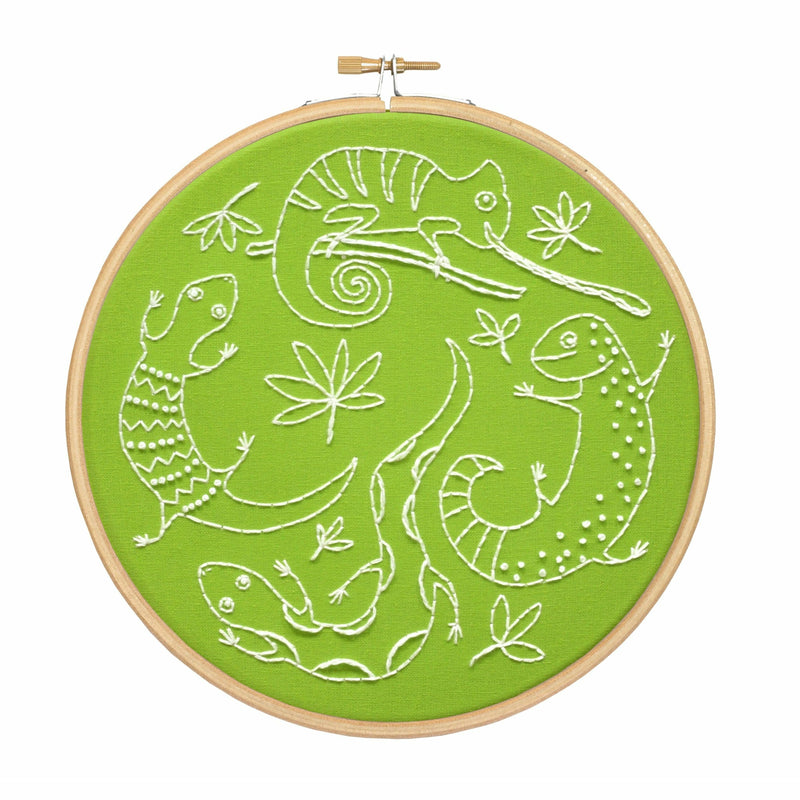 Yellow Green Hawthorn Handmade Lazy Lizards Embroidery Kit Needlework Kits