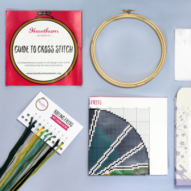 Firebrick Hawthorn Handmade Rolling Fields Cross Stitch Kit Needlework Kits