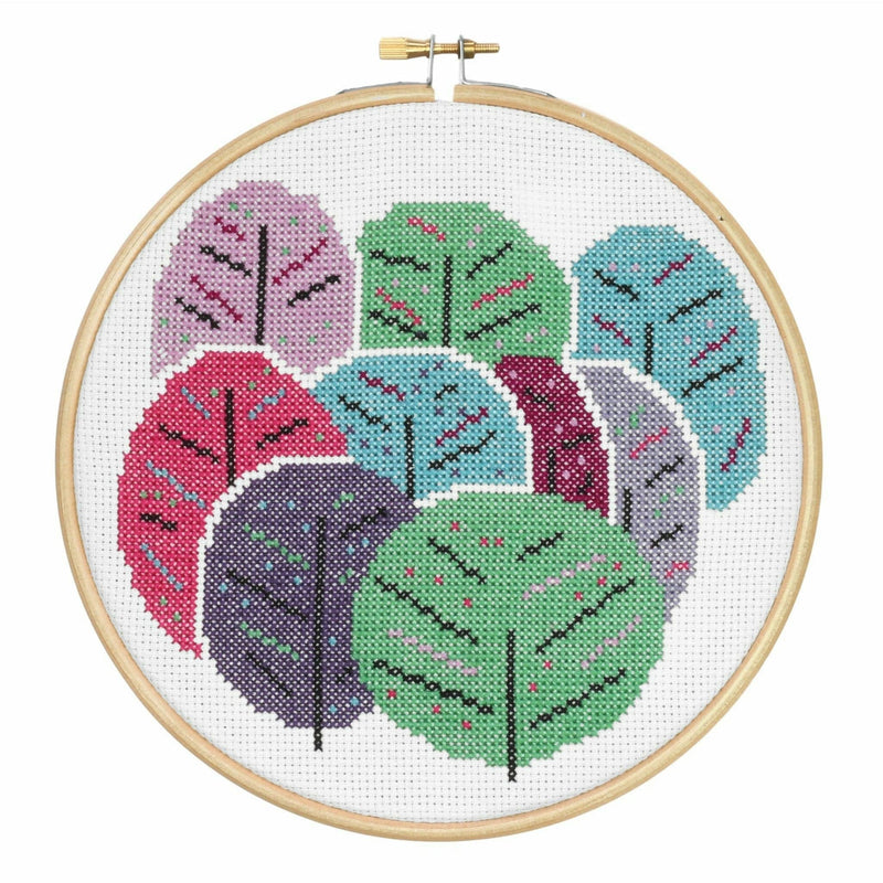 Dark Sea Green Hawthorn Handmade Spring Trees Cross Stitch Kit Needlework Kits