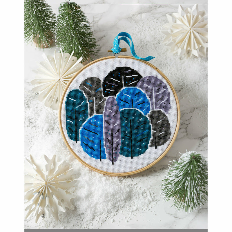 Dark Cyan Hawthorn Handmade Winter Trees Cross Stitch Kit Needlework Kits