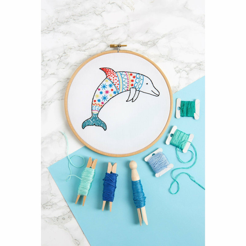 Sky Blue Hawthorn Handmade Dolphin Embroidery Kit Needlework Kits