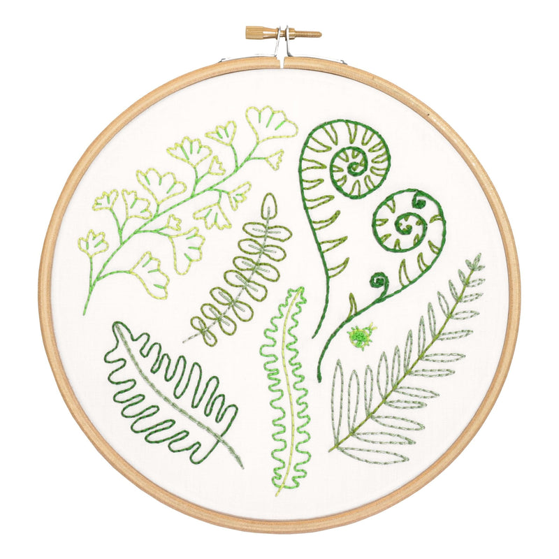 Beige Hawthorn Handmade Forest Ferns Embroidery Kit Needlework Kits