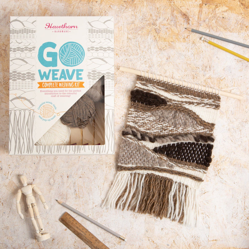 Dim Gray Hawthorn Handmade Homespun Weaving Kit Weaving Looms
