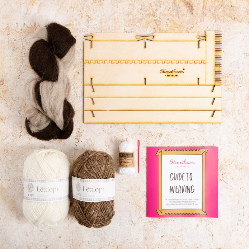Bisque Hawthorn Handmade Homespun Weaving Kit Weaving Looms