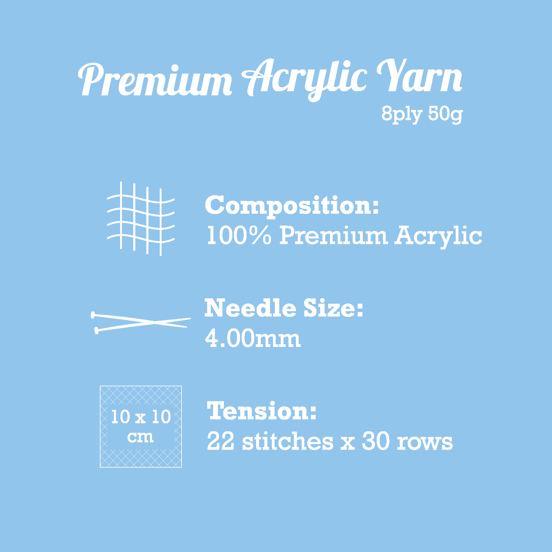 Sky Blue Urban Crafter 100% Premium Acrylic Yarn-Black, 8 Ply, 50g Knitting and Crochet Yarn