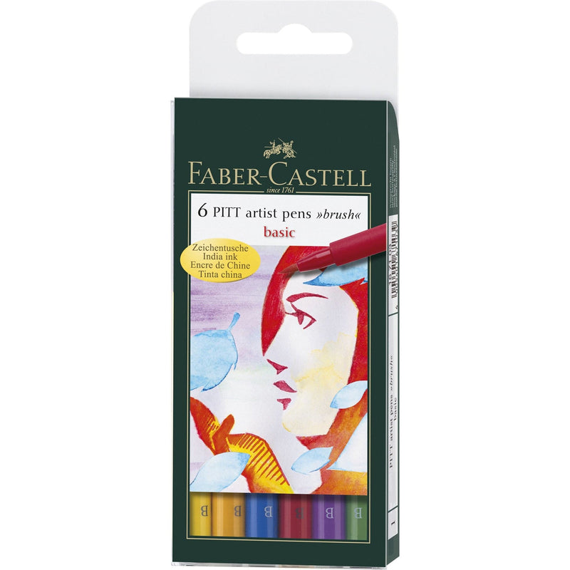 Brown Faber Castell Pitt Artist Brush Pens  Basic Assorted – Pack of 6 Brush Pen