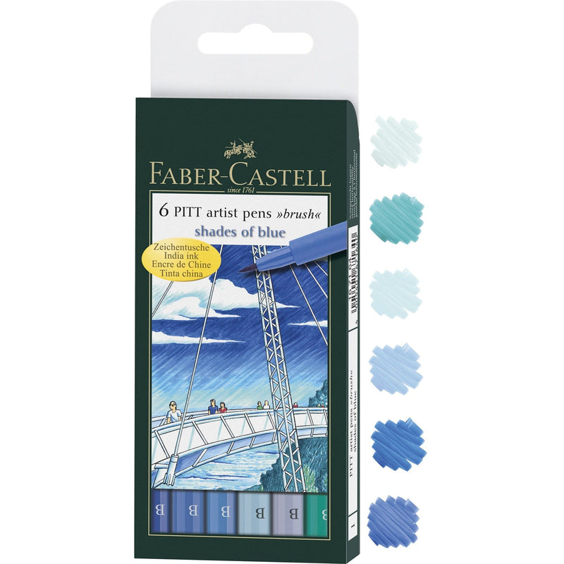 Dark Slate Blue Faber Castell Pitt Artist Brush Pens  Shades of Blue – Pack of 6 Brush Pen