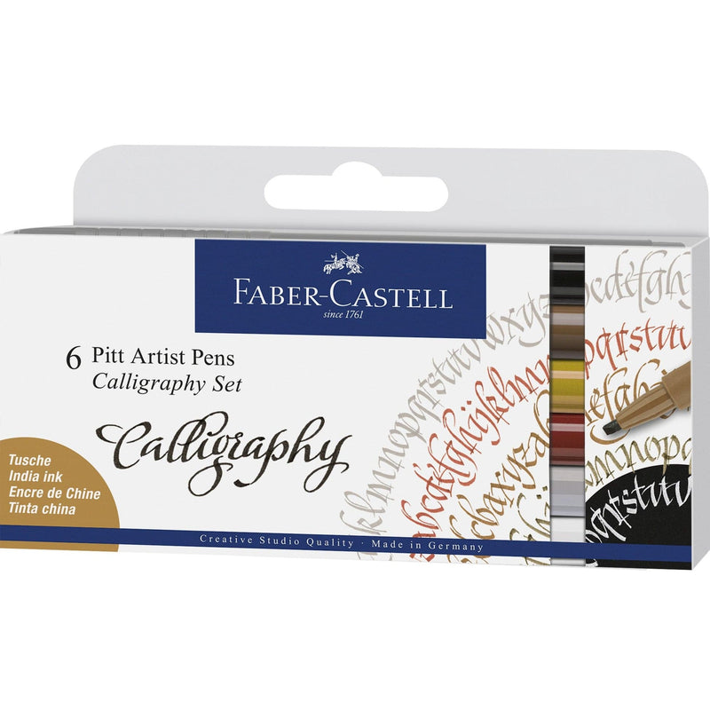 Midnight Blue Faber Castell Pitt Artist Calligraphy Pens  Assorted – Pack of 6 Pens and Markers