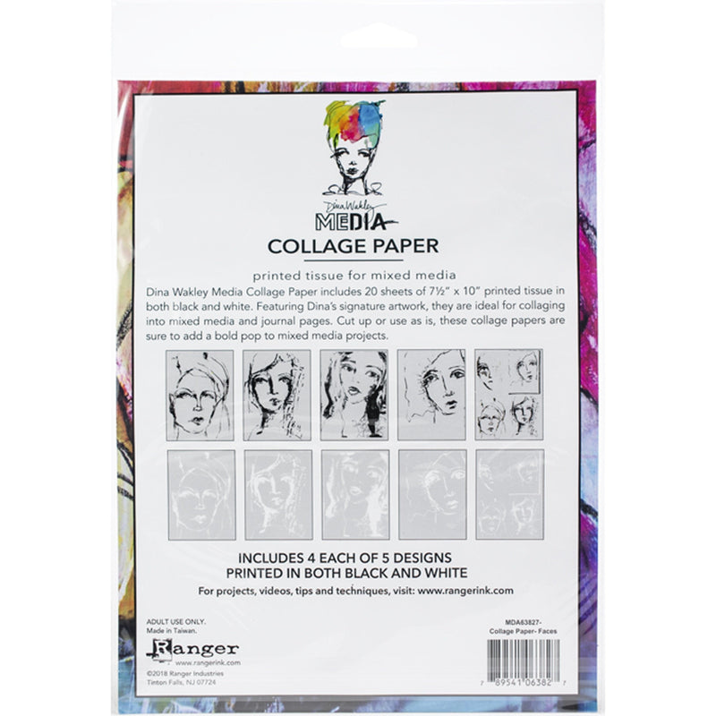 Lavender Dina Wakley Media Collage Tissue Paper  7.5"X10" 20/Pkg-Faces Planners and Journals