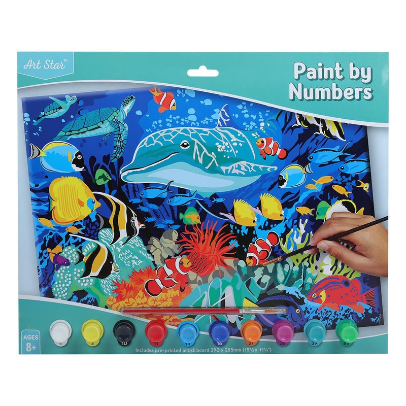 Dark Slate Blue Art Star Paint By Numbers Dolphin Reef Large Kids Craft Kits