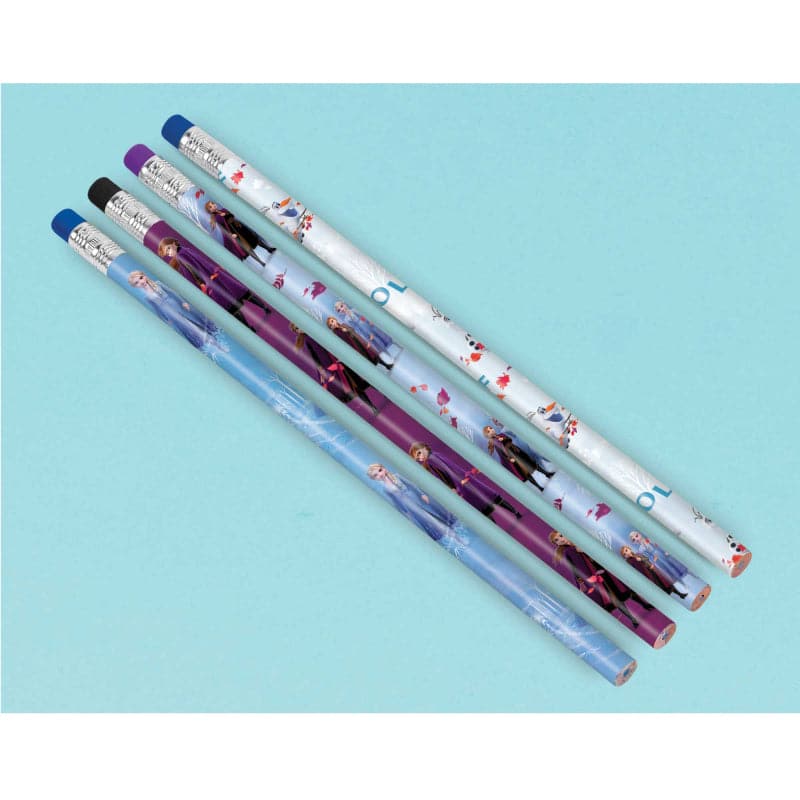 Light Blue Frozen 2-Pencils Assorted Designs (8 Pack) Party Supplies