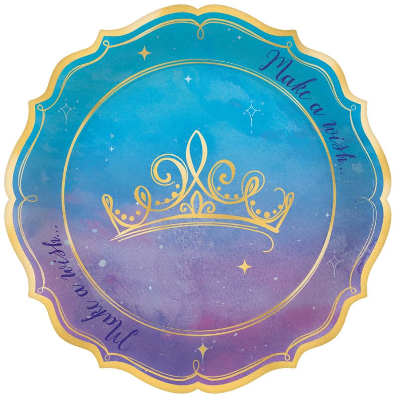 Steel Blue Disney Princess Once Upon A Time Metallic Shaped Plates 7"/ 17cm (8 Pack) Party Supplies