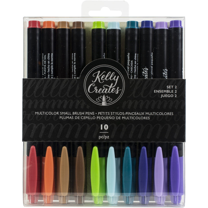 Black Kelly Creates Small Brush Pens 10/Pkg-Multicolor Set 2 Pens and Markers