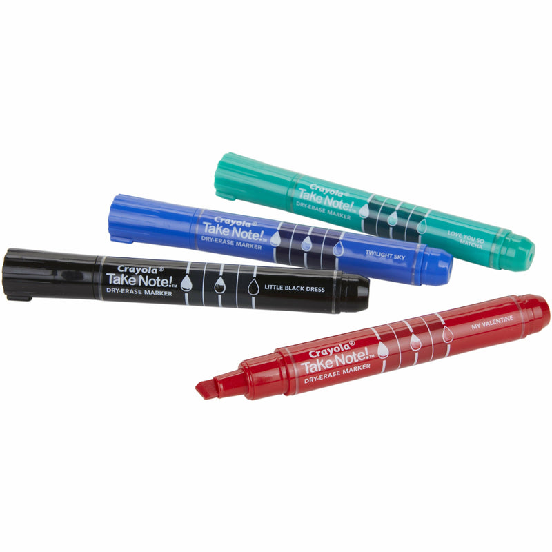 Dark Slate Blue Crayola Take Note! 4 ct Chisel Tip Whiteboard Markers (Black,Blue,Red,Green) Kids Markers
