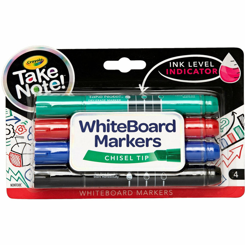 Light Sea Green Crayola Take Note! 4 ct Chisel Tip Whiteboard Markers (Black,Blue,Red,Green) Kids Markers